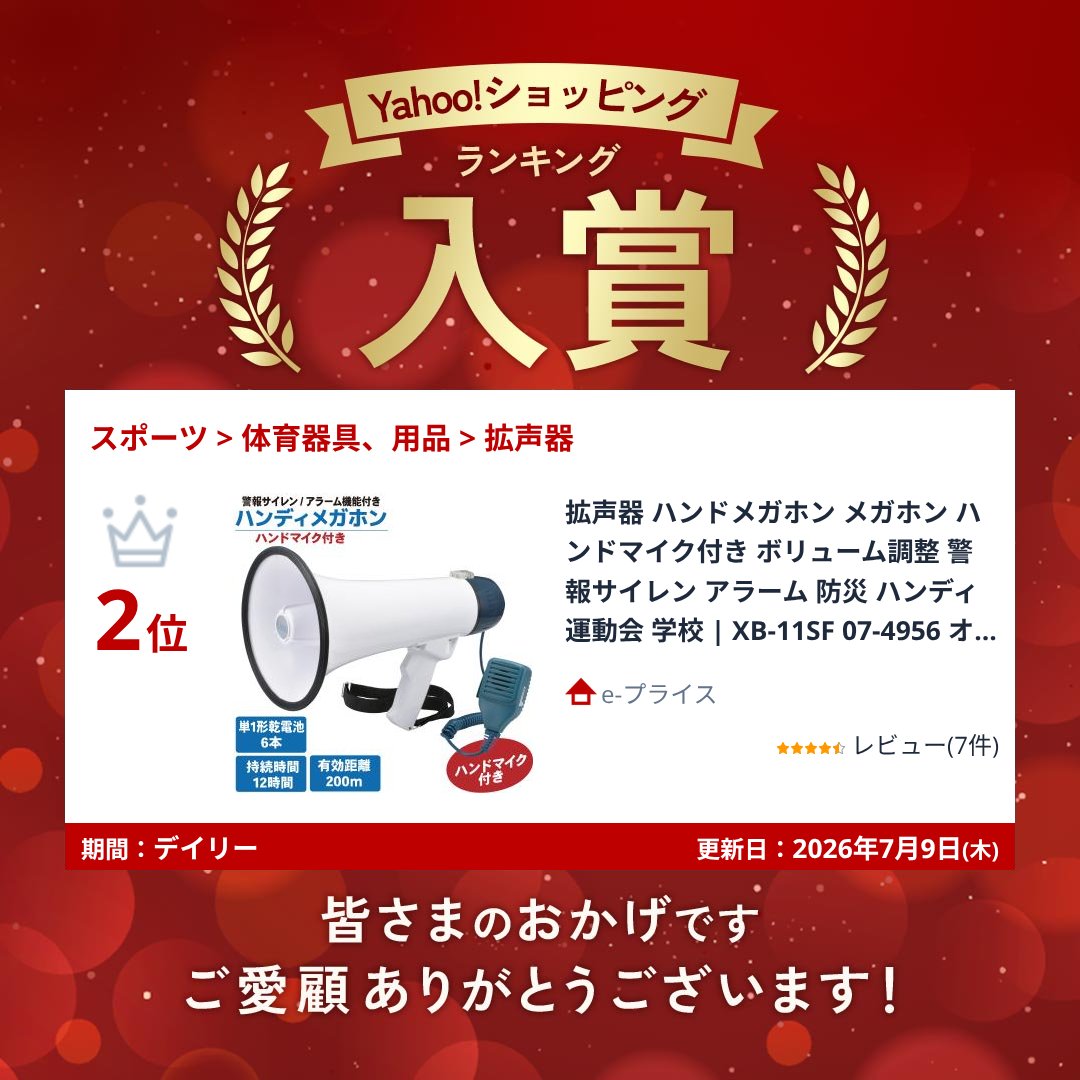 拡声器 ハンドメガホン メガホン ハンドマイク付き ボリューム調整