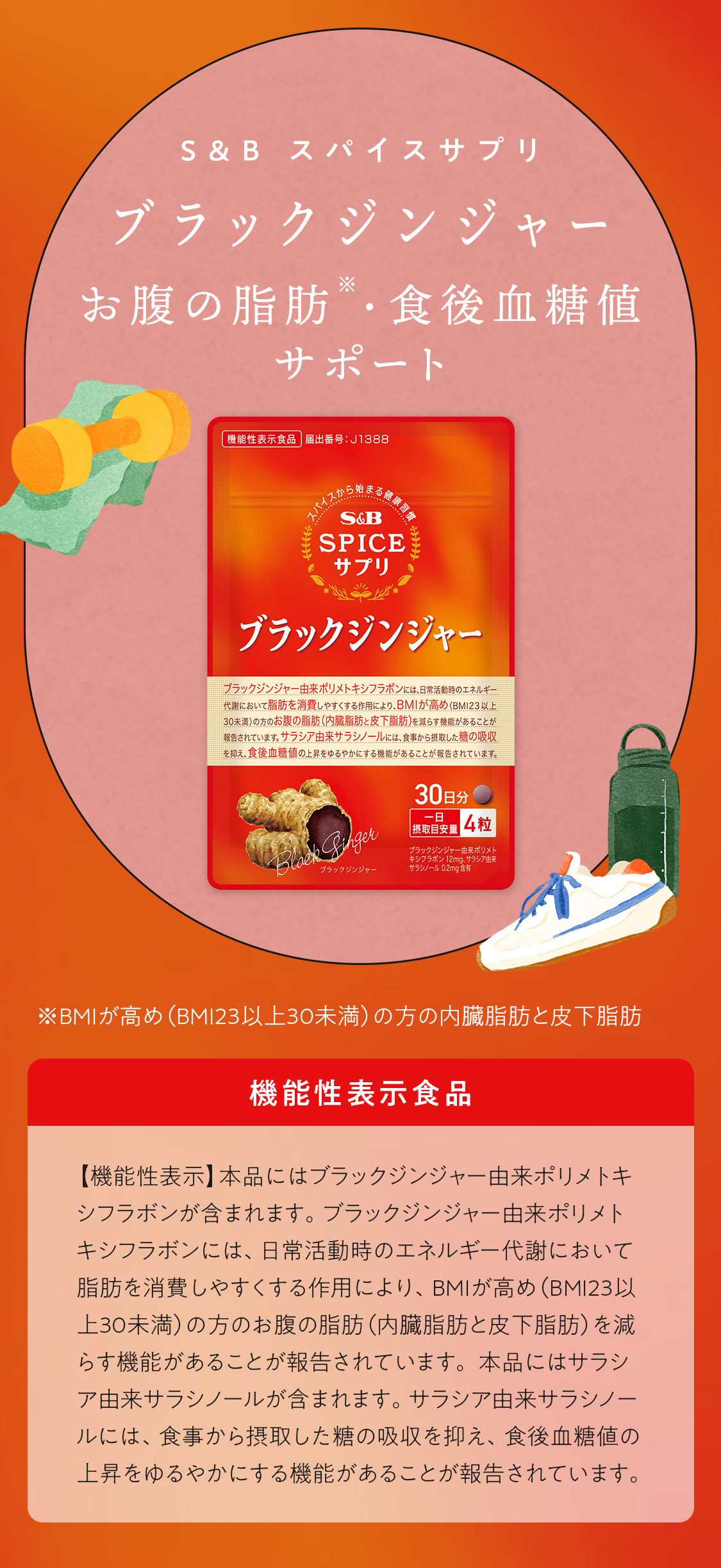 健康食品　新品未開封　SOD 激安 エスビー食品 スパイスサプリ ブラックジンジャー お腹の脂肪・食後