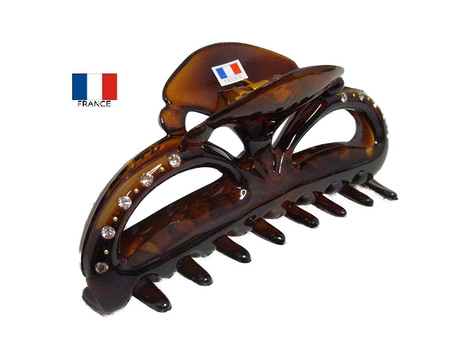 フランス製 バンスクリップ スワロフスキークリスタル 青海波型ザイン (11.5cm) 【宅配便のみ】 |  | 02