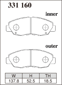 送料無料（離島除く） ブレーキパッド Mタイプ フロントセット ホンダ アコードクーペ CD7 ACCORD COUPE M331160 DIXCEL ディクセル｜e-shop-tsukasaki｜03