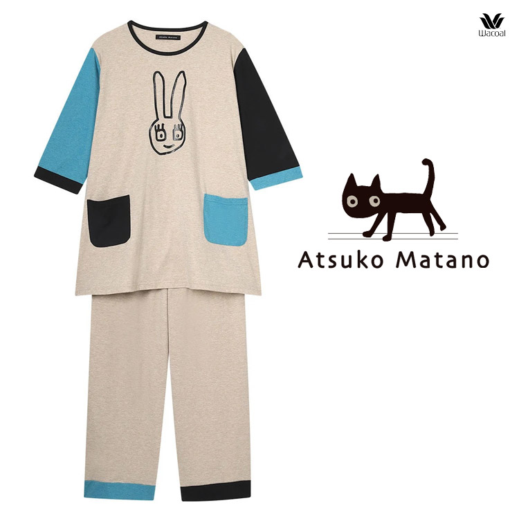 ☆タグ付き　Ｌ マタノアツコ　パジャマ　上下　長袖 WACOAL（ワコール） メンズ 紳士用 パジャマ 長袖 丸首 かぶりタイプ