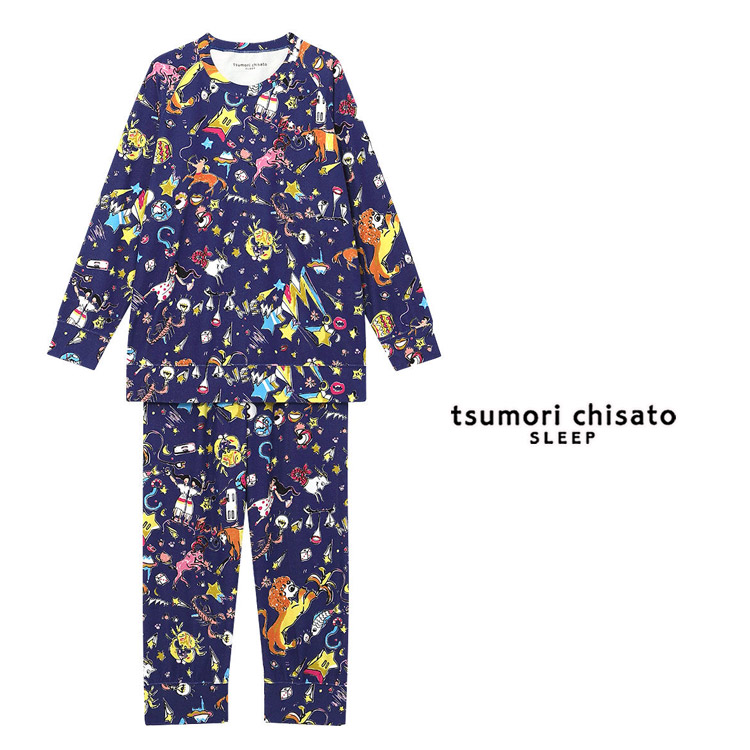ツモリチサト パジャマ 綿混 パイル 12星座 LL ブランド かわいい 長袖 かぶり 襟なし 春 tsumori chisato SLEEP