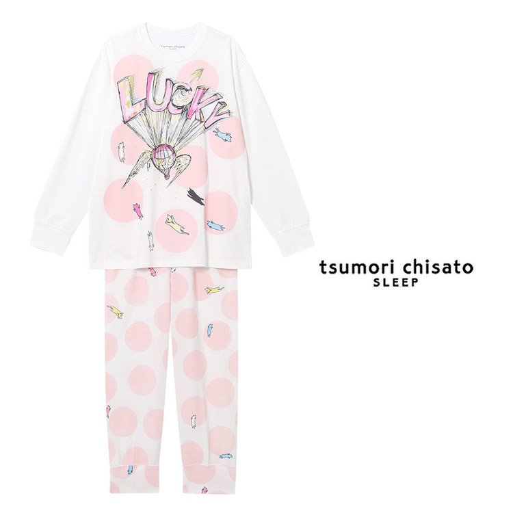 ツモリチサト パジャマ 綿100％ ラッキー君 ML ブランド かわいい 長袖 かぶり 2024初夏 tsumori chisato SLEEP