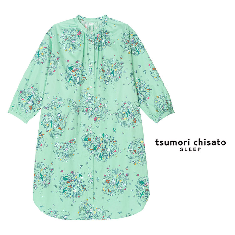ツモリチサト ワンピース ロングシャツ 羽織 綿 前開き ML ブランド かわいい 春夏 tsumori chisato SLEEP