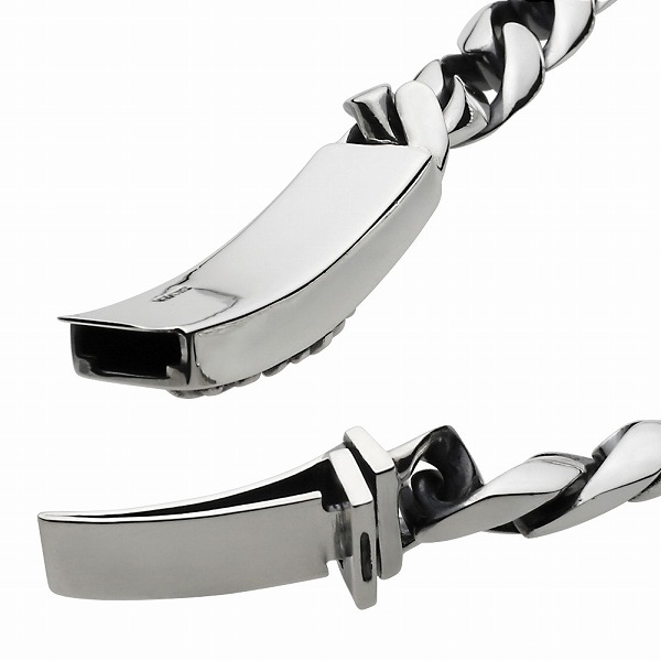 シルバーブレスレット メンズ フローラルクロス 喜平チェーン シルバー