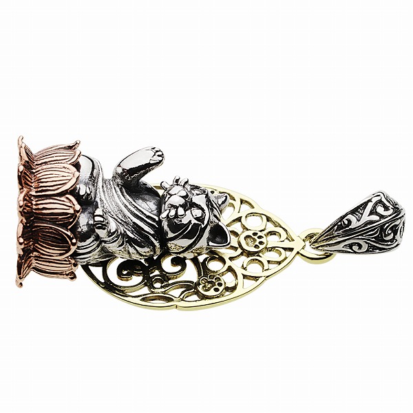 シルバーペンダント メンズ 猫 仏 菩薩 シルバー925 ペンダントトップ