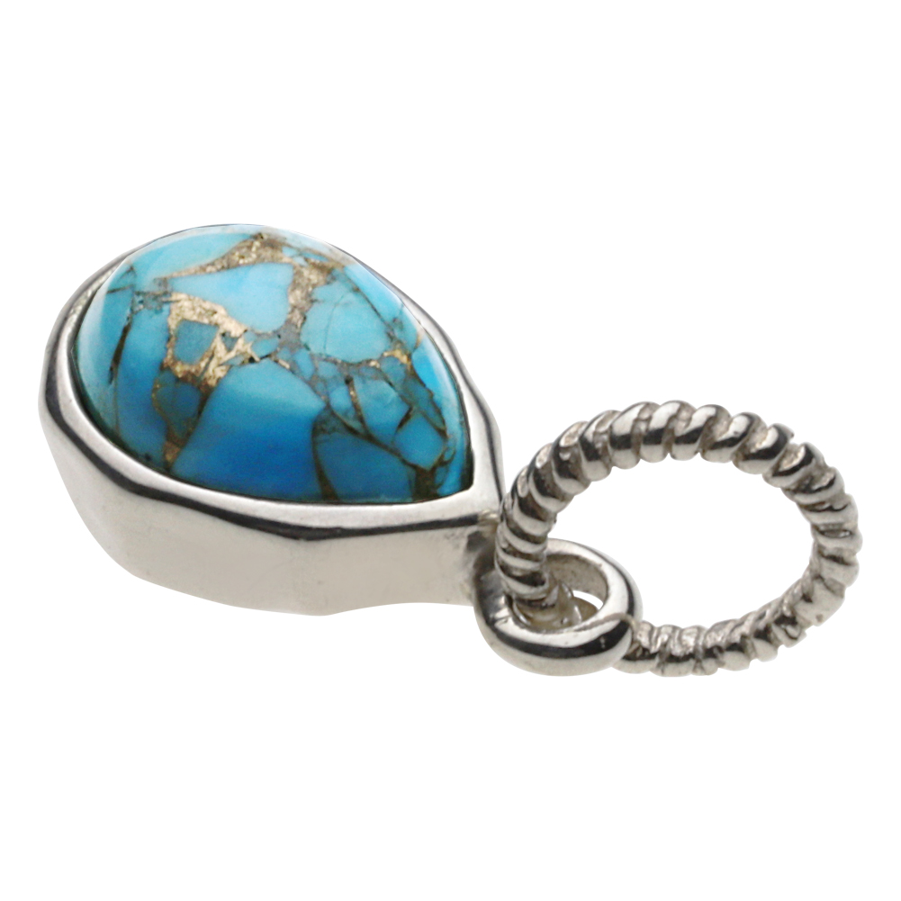 カッパーターコイズ シルバーペンダント メンズ ティアドロップ 一粒