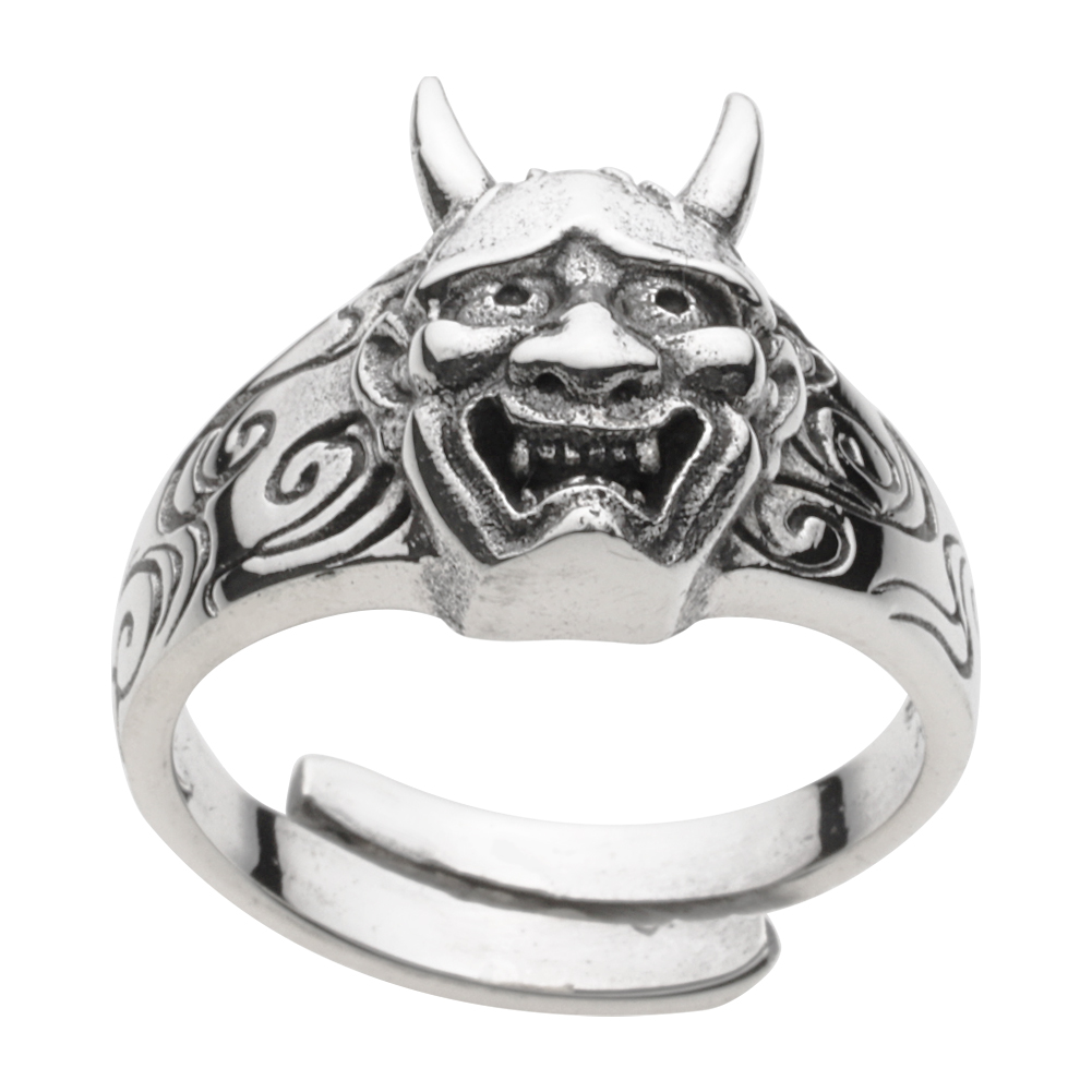 シルバーリング 指輪 メンズ 和風 和柄 般若 鬼 唐草模様 シルバー925