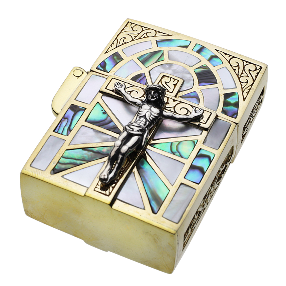 真鍮オイルライター キリストの磔刑 ZIPPO ジッポ ブラス アクセサリー