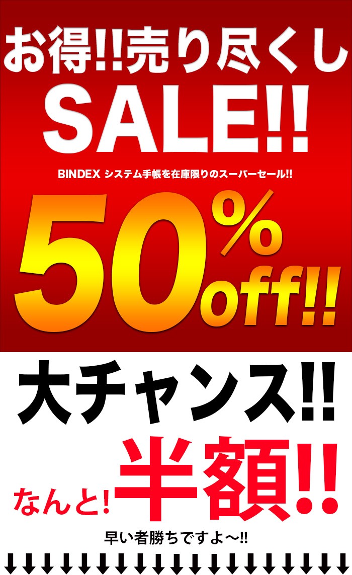 Bindex（バインデックス） 【在庫限り!! 半額 50%】システム手帳 本革