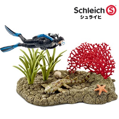 シュライヒ 動物フィギュア セット 宝探しダイバープレイセット