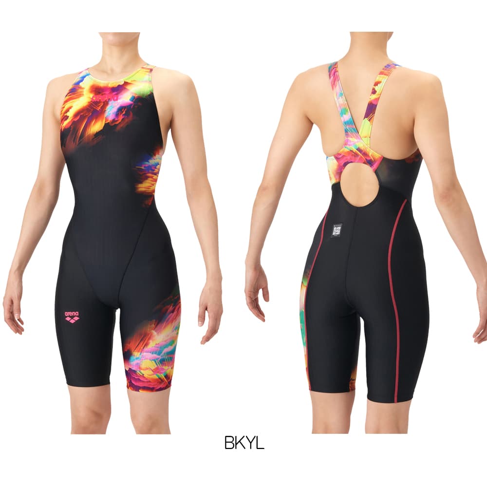 アリーナ ARENA 競泳水着 レディース WA承認 AQUA RACING ECO AQUA STRIPE-D STORM CLOUDS レーシングワンピーススパッツ オープン 2026年春夏 AS6SRC70L | アリーナ | 01