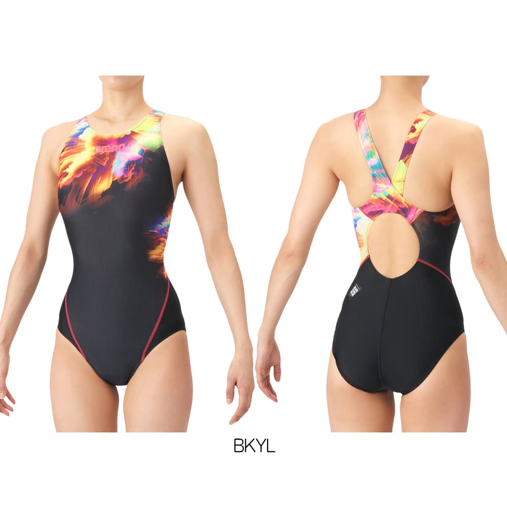 アリーナ ARENA 競泳水着 レディース WA承認モデル AQUA RACING ECO AQUA STRIPE-D STORM CLOUDS レーシングワンピース オープン 2026年春夏 AS6SRC71L | アリーナ | 01