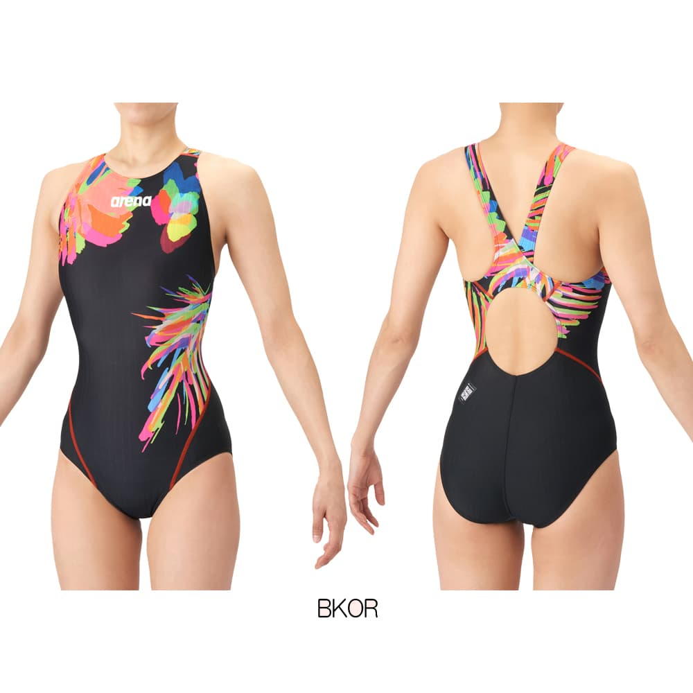 アリーナ ARENA 競泳水着 レディース WA承認モデル AQUA RACING ECO AQUA STRIPE-D レーシングワンピース オープンバック 2026年春夏 AS6SRC85L | アリーナ | 01
