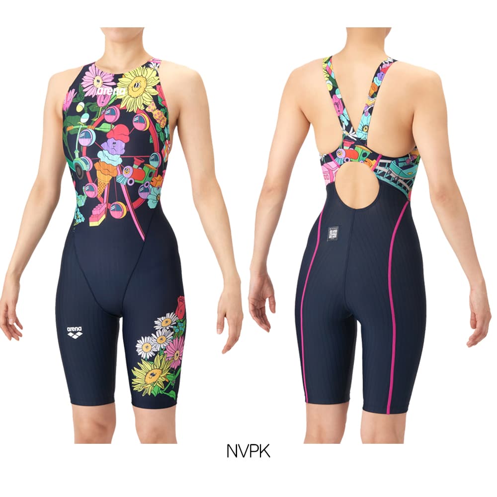 アリーナ ARENA 競泳水着 レディース WA承認 AQUA RACING ECO AQUA STRIPE-D FUN GRAPHICS レーシングワンピーススパッツ オープン AS6SRCP0L | アリーナ | 02