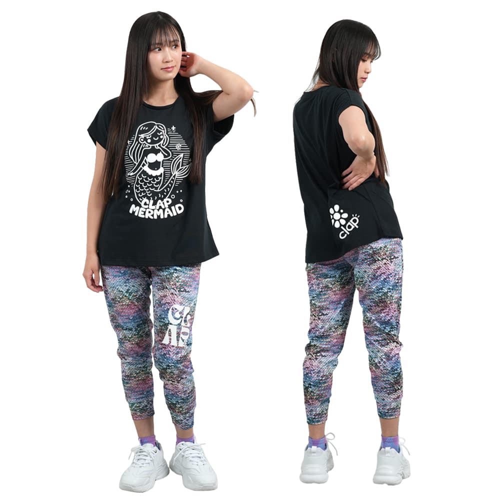 clap フィットネス　セットアップ　クロップドパンツ&Ｔシャツ　美品 clap フィットネス セットアップ クロップドパンツ&Tシャ