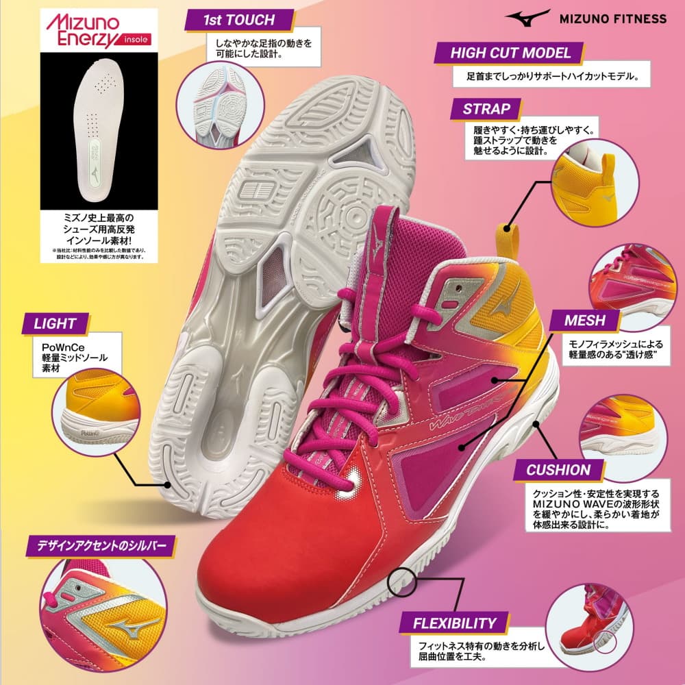 フィットネス Mizuno ピンク ハイカットシューズ 81lCTxKITSL._UF350,350_QL50_.jpg
