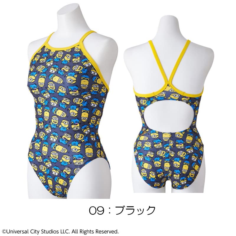 ミズノ MIZUNO 競泳水着 レディース 練習用 エクサースーツ ミディアムカット U-Fit ミニオンズ MINIONS 競泳練習水着 2023年秋冬追加企画モデル N2MAA295