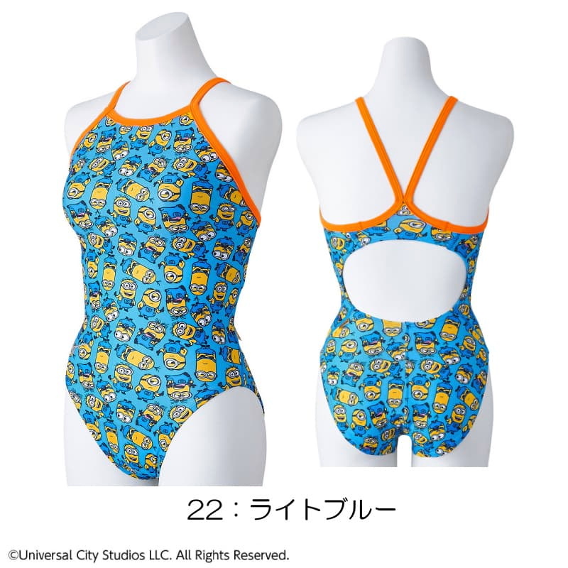 ミズノ MIZUNO 競泳水着 レディース 練習用 エクサースーツ ミディアムカット U-Fit ミニオンズ MINIONS 競泳練習水着 2023年秋冬追加企画モデル N2MAA295