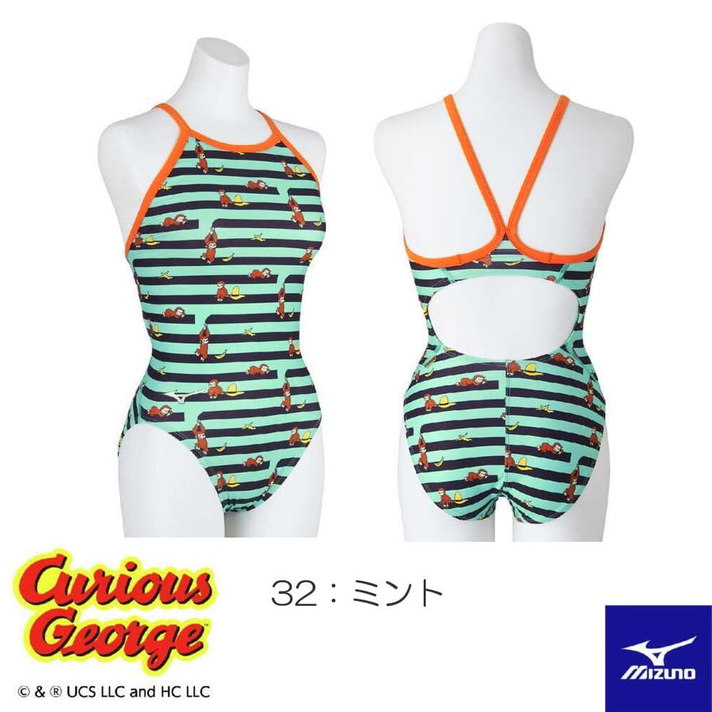 ミズノ MIZUNO 競泳水着 練習用水着 レディース エクサースーツ ミディアムカット EXER SUITS U-Fit おさるのジョージ 競泳練習水着 2024年秋冬追加企画モデル | EXER SUITS | 02