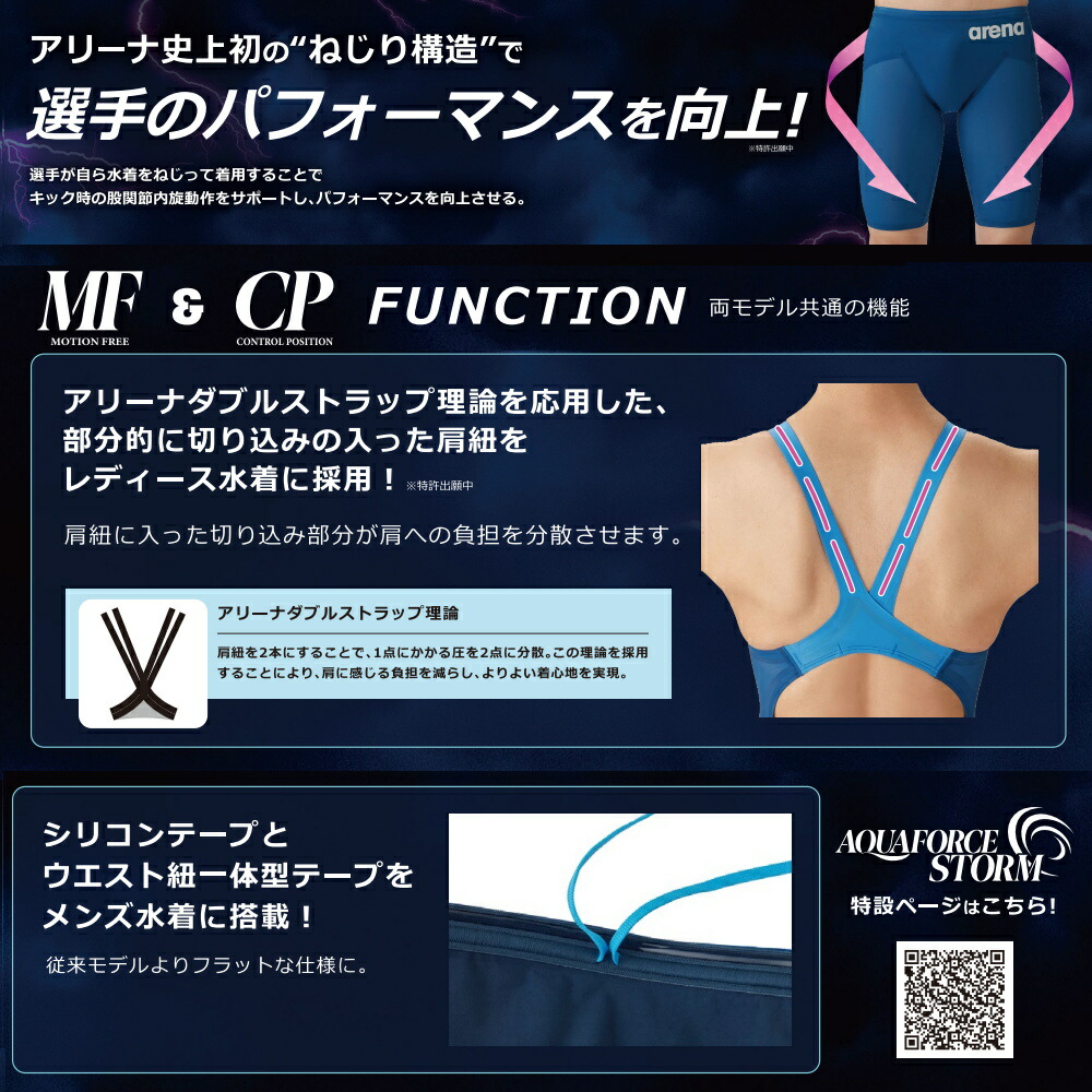 ARENA アリーナ 競泳水着 メンズ AQUAFORCE STORM MF WA承認 レーシングスパッツハーフレッグ AS6SRC03M 関連画像5