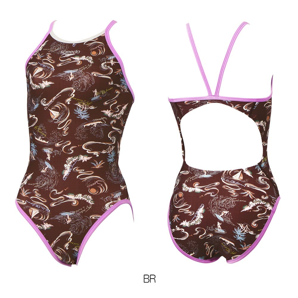 speedo 競泳水着 ブラウン/ホワイト/イエロー レディース 競泳練習用水着 speedo スピード STW02505 | 女性水着一覧