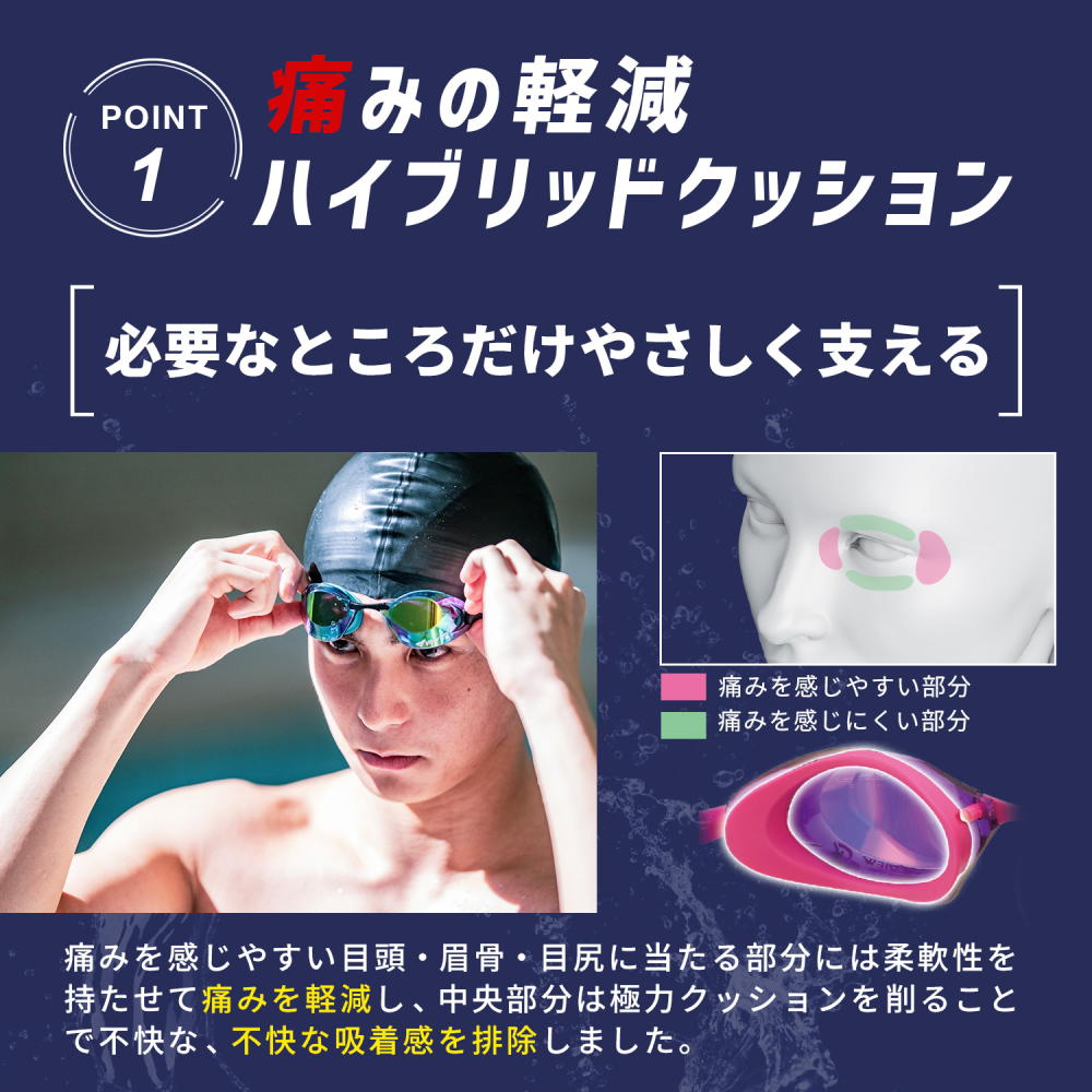 Tabata（タバタ） VIEW 水泳 スイミングゴーグル クッション付き