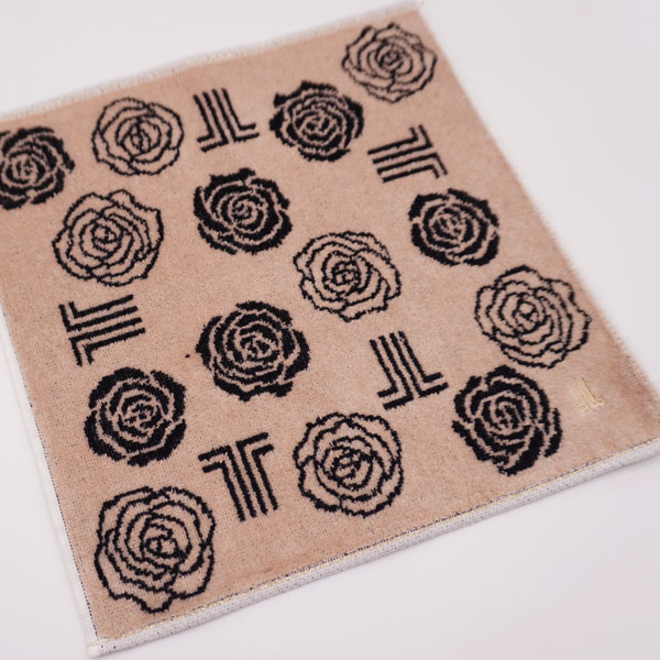 LANVIN タオルハンカチ レディース バラ＆ロゴ柄 25×25cm 女性 婦人