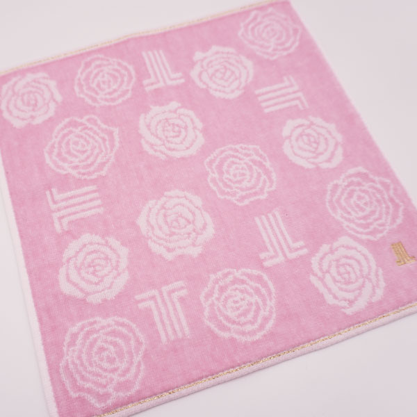 LANVIN タオルハンカチ レディース バラ＆ロゴ柄 25×25cm 女性 婦人