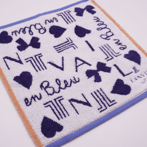 ランバン タオルハンカチ レディース リボン＆ハート柄 25×25cm