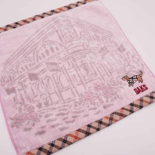 ダックス DAKS タオルハンカチ レディース イヌ刺繍柄 25×25cm