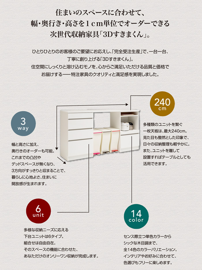 3Dすきまくん チェストタイプ H 幅45〜60cm 奥行26〜35cm 高さ70〜84cm