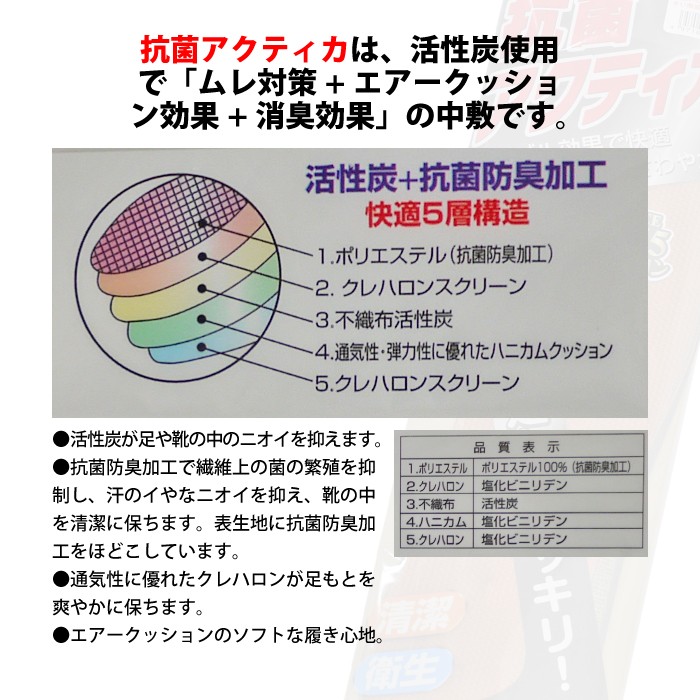 109 抗菌アクティカ インソール 木原産業 ACTIKA 防臭 清潔 衛生