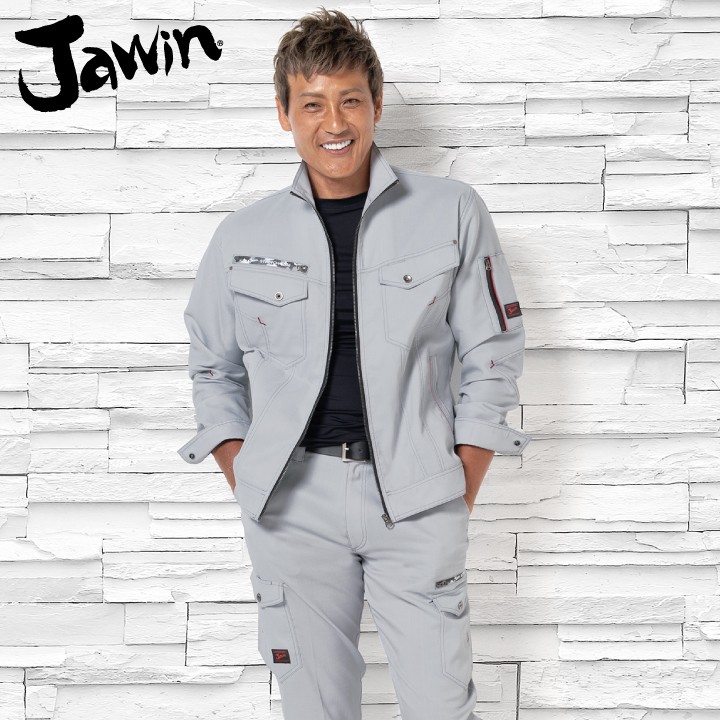 Jawin 上下セット 作業服 長袖ジャンパー ノータックカーゴパンツ 春夏