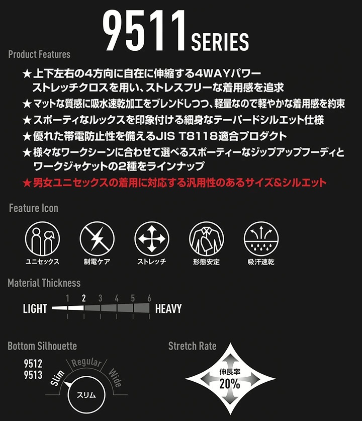BURTLE バートル パンツ 9513 春夏 ストレッチ 男女兼用 メンズ