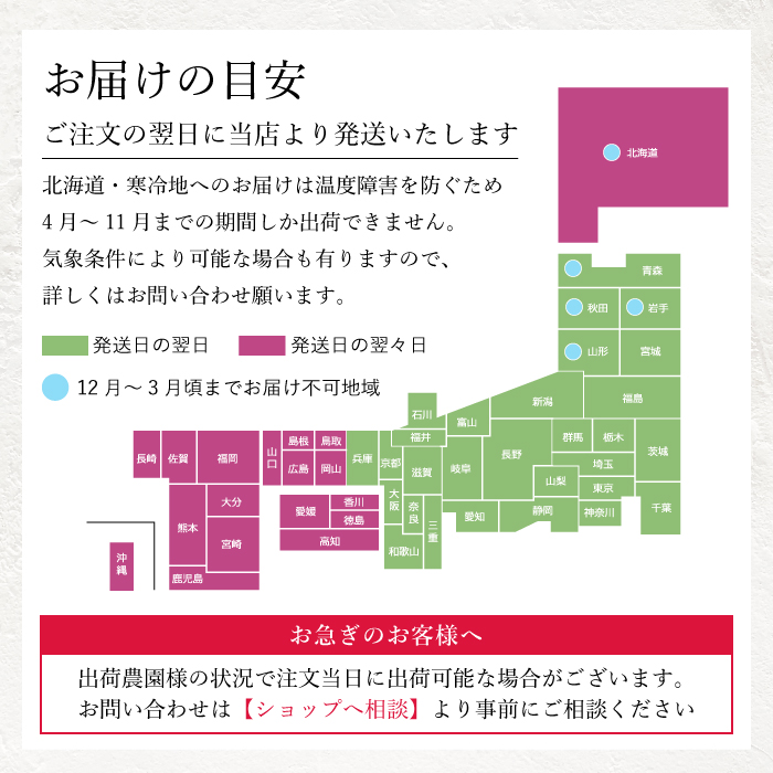 お届けの目安