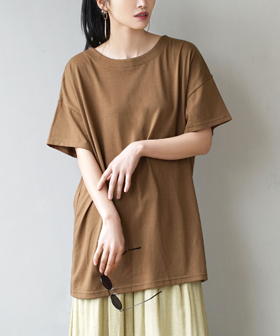 カットソー レディース トップス Tシャツ 二の腕カバー 半袖 夏 チュニック  zootie ズーティー  URBAN PLUS オーバーカットソー｜e-zakkamania｜13