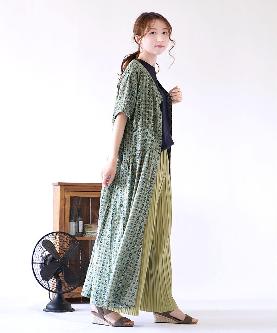 ワンピース 夏 夏服 レディース ロングワンピース マキシワンピース 半袖 ゆったり エスニック柄 レトロ柄 前開き サークル柄 Vネックワンピース イーザッカマニアストアーズ 通販 Paypayモール
