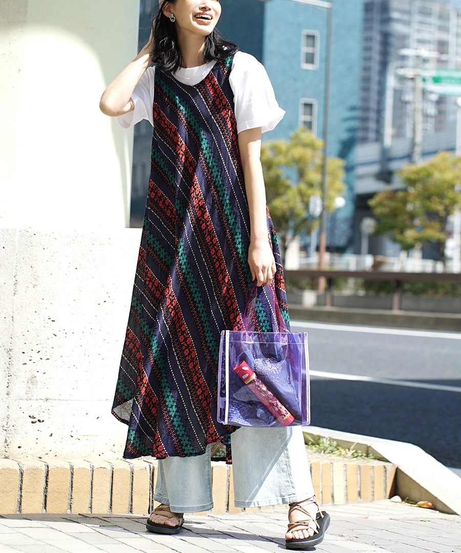 人気大人気ワンピース Step flare nosleeve ワンピース ひざ丈ワンピース