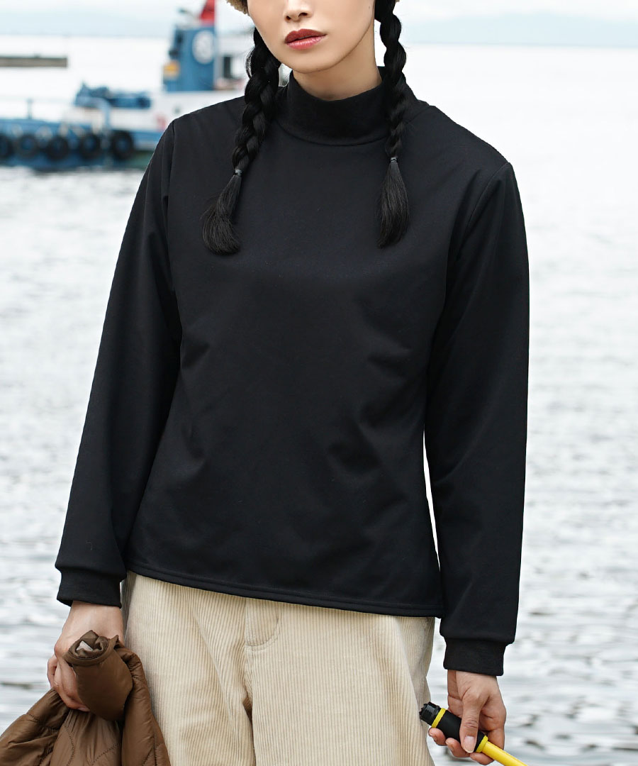 トップス レディース 冬 冬服 防寒服 長袖 裏起毛インナー カットソー インナー 防寒対策 あったかい zootie ズーティー BBプルオーバー ハイネック | zootie | 02