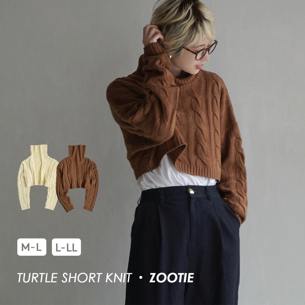 レイヤード ショート タートルニット