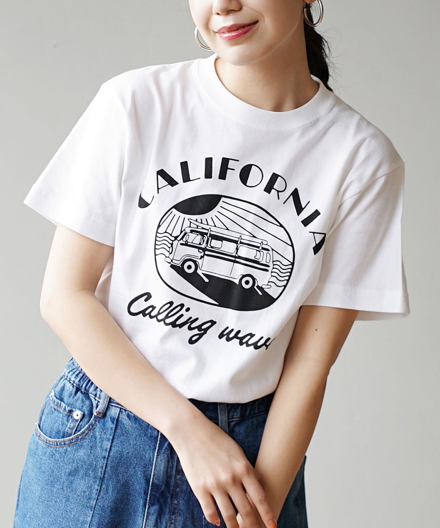 Tシャツ レディース トップス 春 夏 半袖 カットソー ロゴ プリント クルーネック 大きいサイズ セレクトプリント Tシャツ
