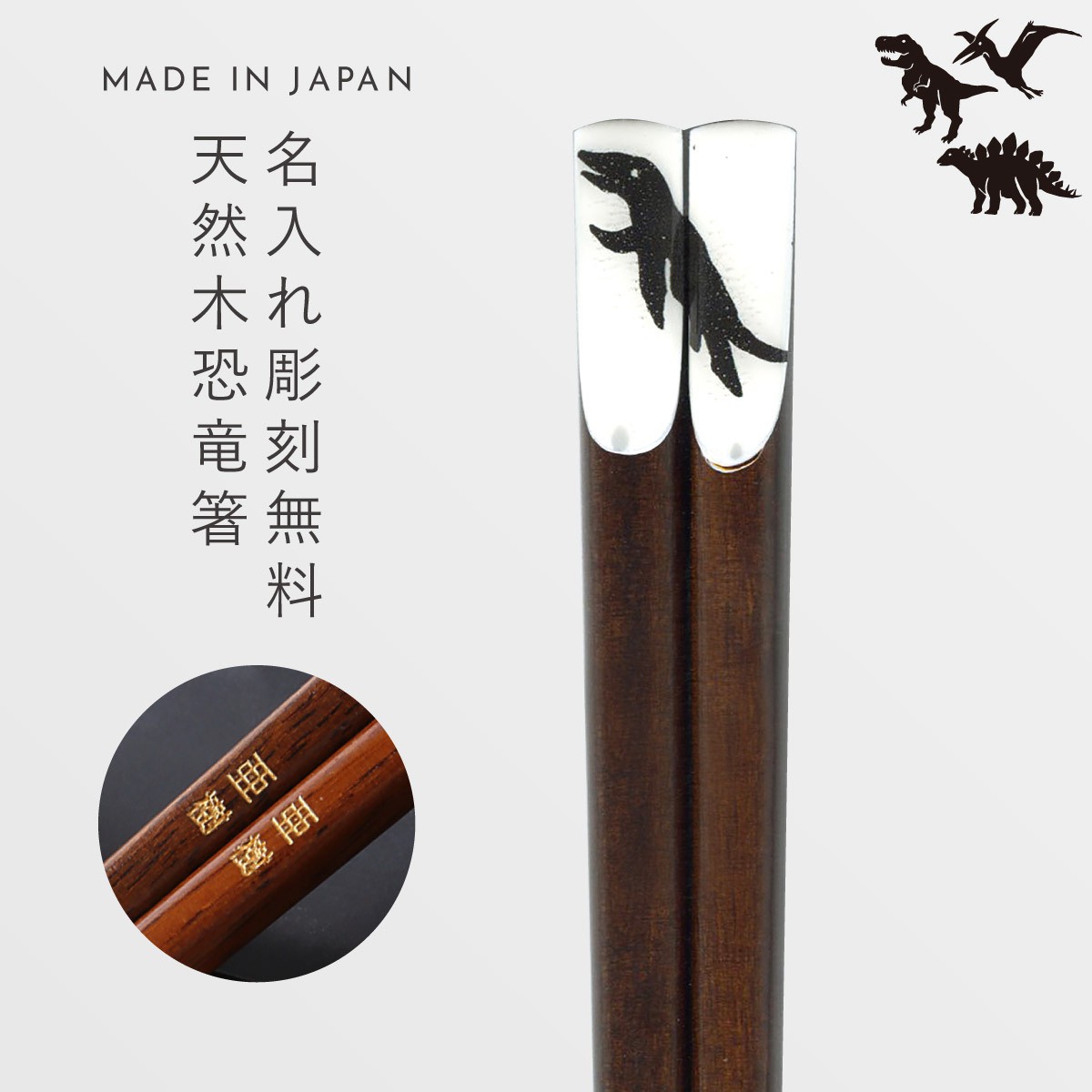 田中箸店 箸 お箸 恐竜 23cm 名入れ 名前入り プレゼント 大人 子供