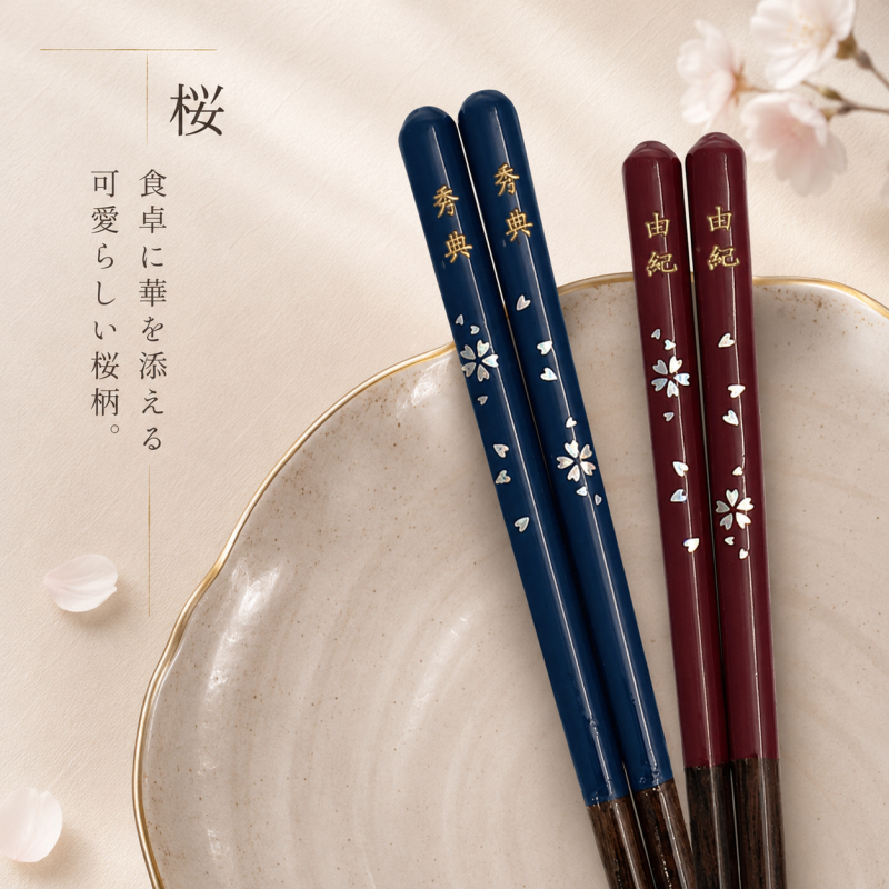 夫婦箸 箸 名入れ ペア 二膳セット ギフト 贈り物 食洗機対応 若狭箸