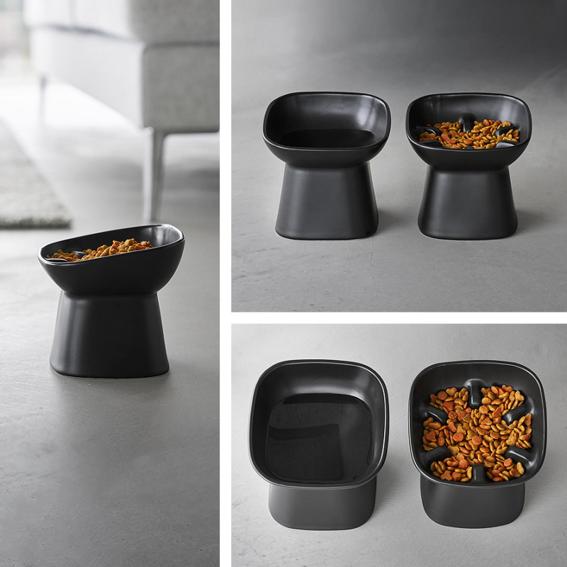 早食い防止陶器ペットフードボウル ヌークス 斜め Ｈ11.5