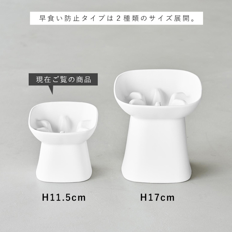 早食い防止陶器ペットフードボウル ヌークス 斜め Ｈ11.5