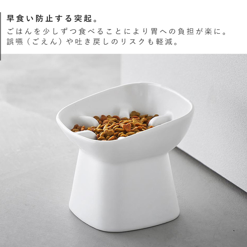 早食い防止陶器ペットフードボウル ヌークス 斜め Ｈ11.5