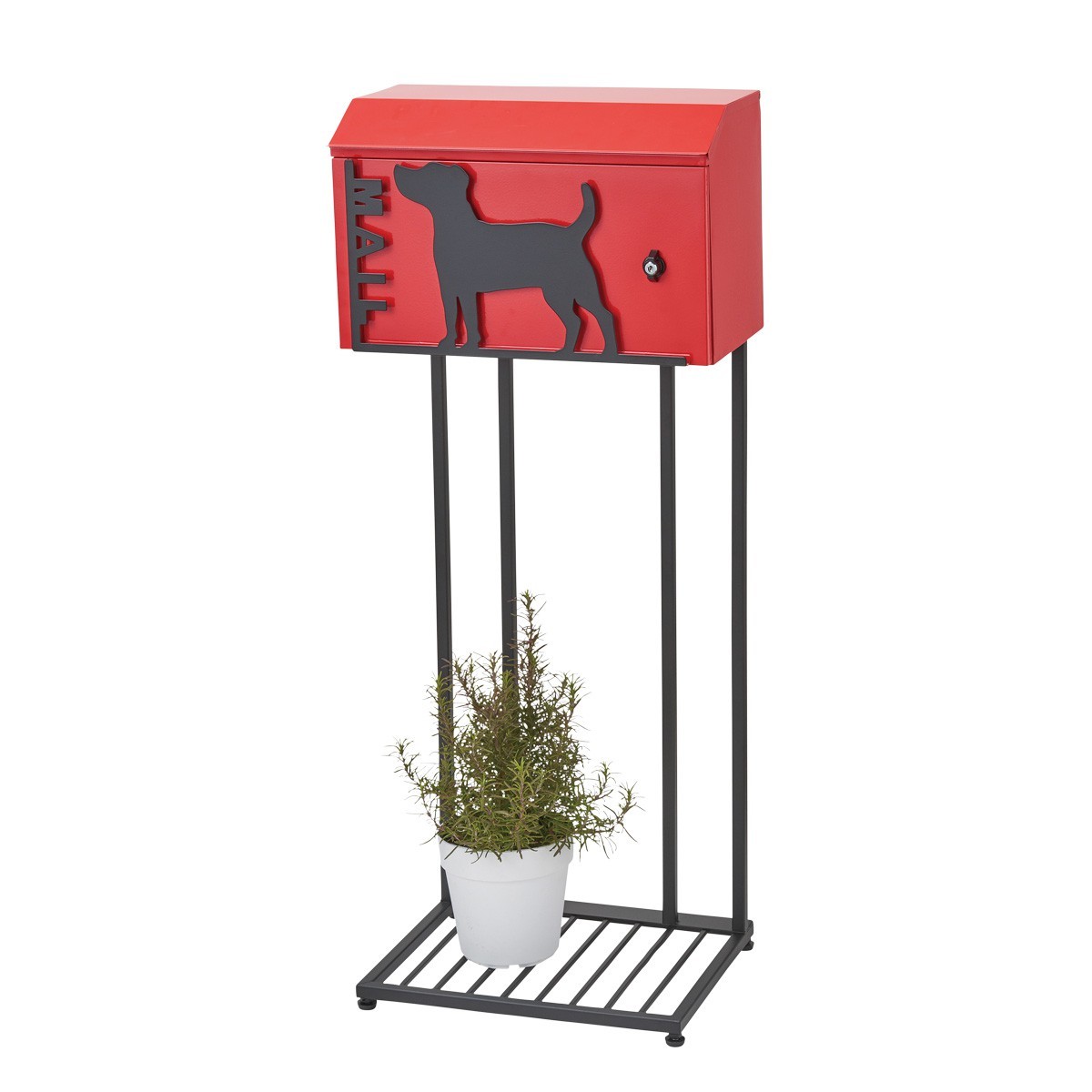 ポスト　置き型　スタンド　スタンドセット　犬　おしゃれ　a4　スタンドポスト　猫　赤　動物　かわいい　自立　玄関　アニマル　北欧　レッド　セット　エクステリア　キーロック