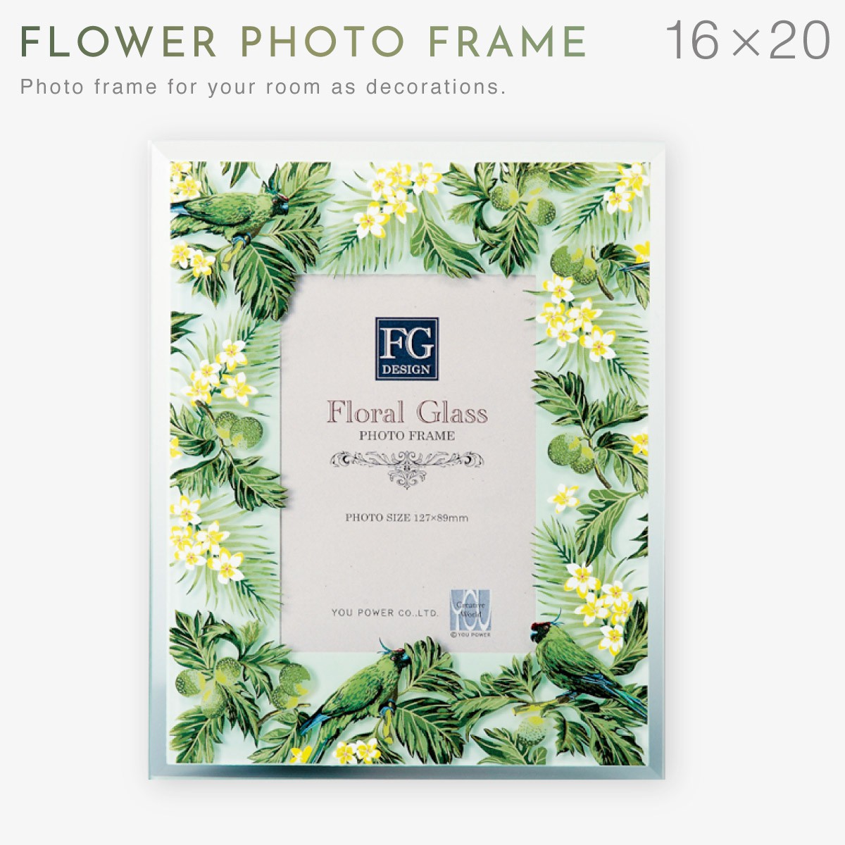 フォトフレーム 花 L判 8.9×12.7cm ガラス製 おしゃれ 写真立て 卓上用