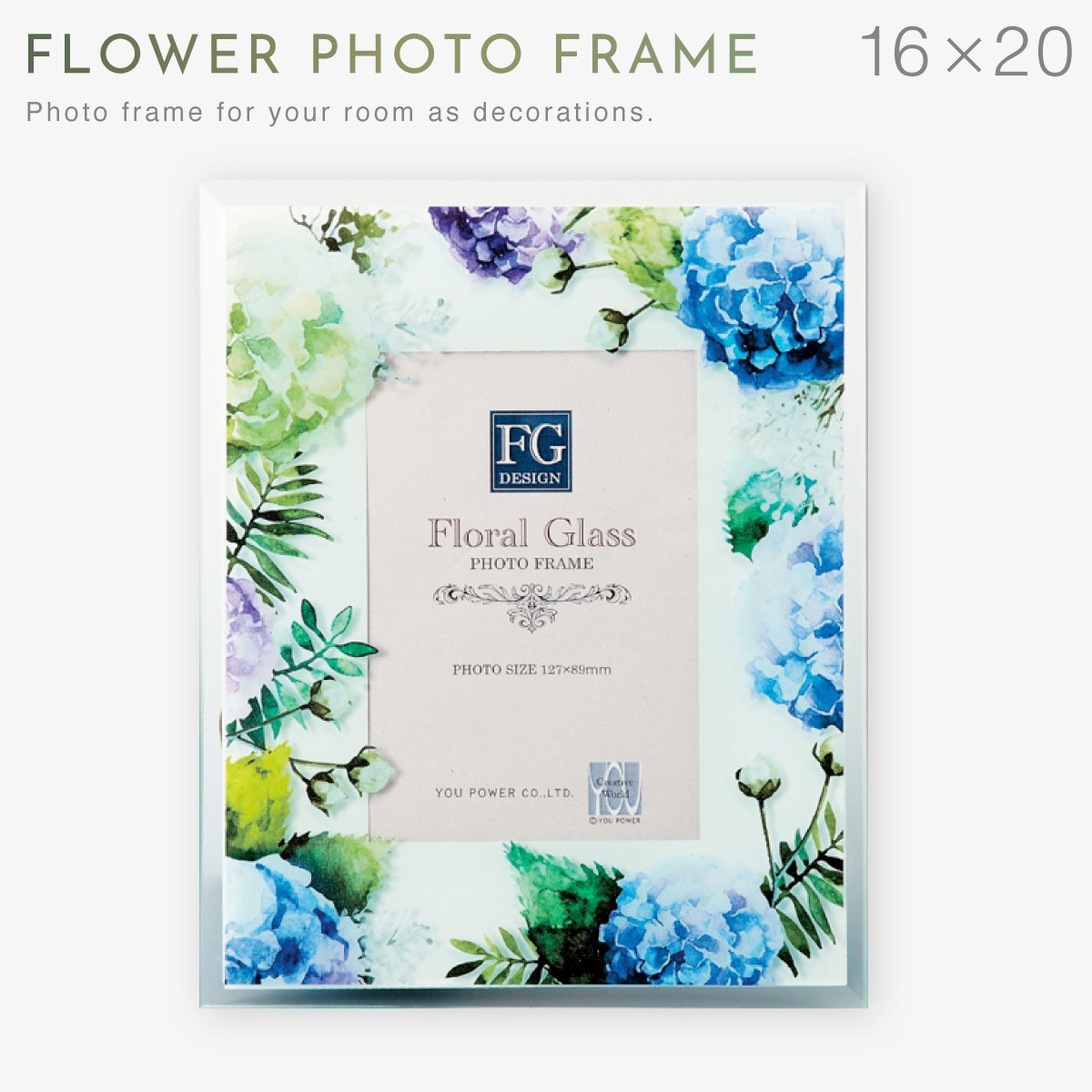 フォトフレーム 花 L判 8.9×12.7cm ガラス製 おしゃれ 写真立て 卓上用